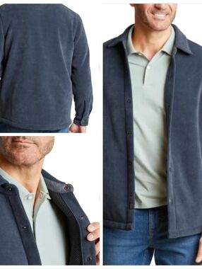 NEW Copper Oak Corduroy Snap Front Shirt Jacket Mens XL Gray Fleece Line Shacket
